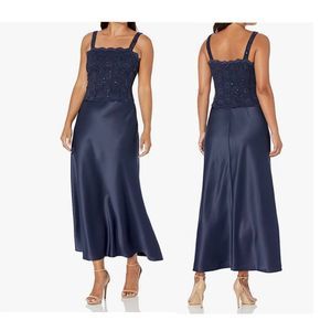 The Alex Evenings Long Mock Dress With Satin Skirt